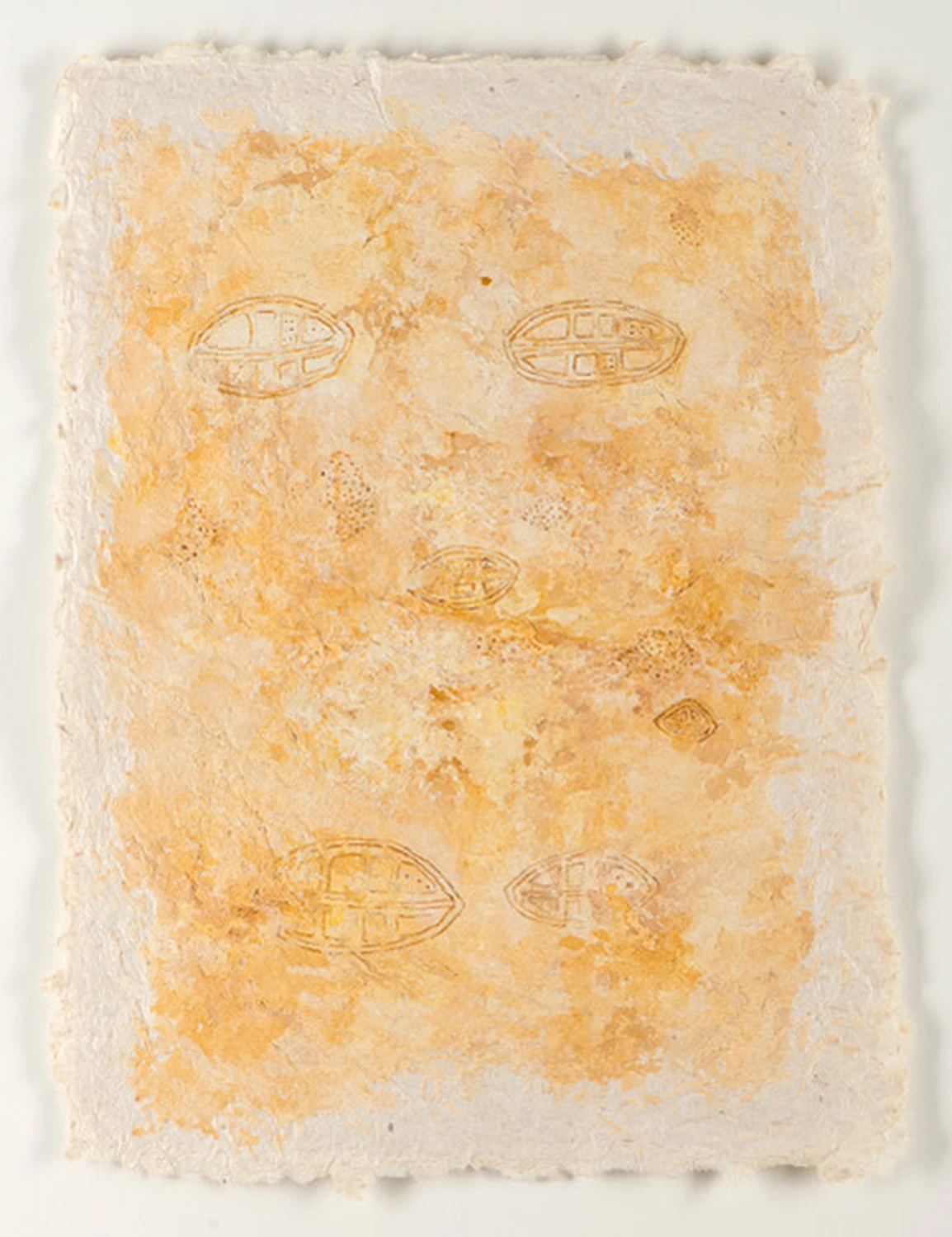 Fragment 03, 2017, Handgeschöpftes Papier, Spachtelmasse und Acryl, 65 x 65 cm