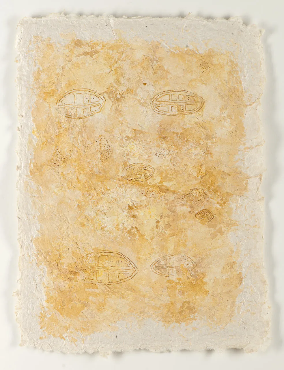 Fragment 04, 2017, Handgeschöpftes Papier, Spachtelmasse und Acryl, 65 x 65 cm
